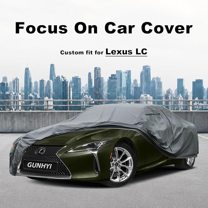 GUNHYI Premium Car Cover Custom Fit Lexus LC, 16 Layers Heavy Duty Car Cover Waterproof All Weather with Zipper Door for Sun Rain Snow Dust Uv Protection