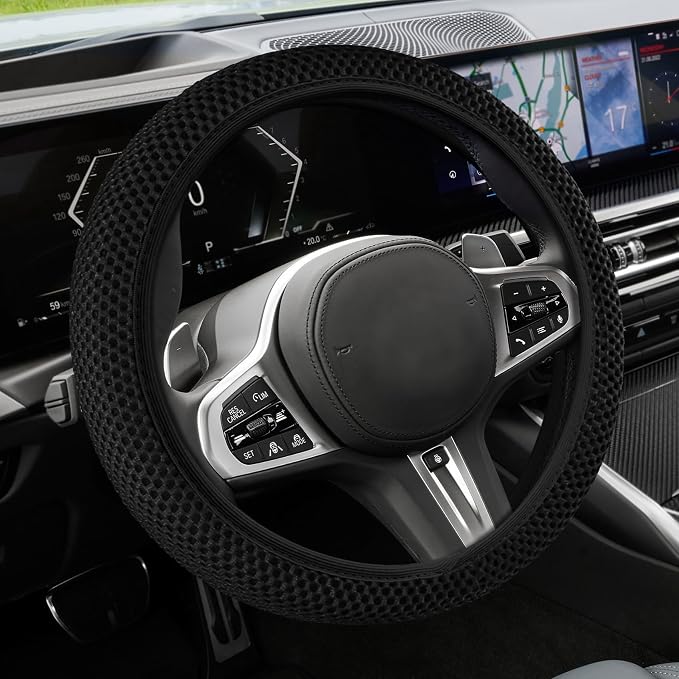 Elastic Stretch Steering Wheel Cover, Steering Wheel Cover, 15" Breathable Auto Steering Wheel Protector, Universal Car Accessories Comfortable Non-Slip Vehicle Steering Wheel Covers for Women Men