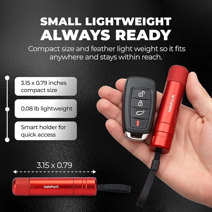 SafeProX 2 in 1 Emergency Escape Tool, Life Saving Car Window Breaker & Seatbelt Cutter - Car Window Hammer for Quick Accident Aid & Safety on The Go with Seat Belt Cutter. (Pack of 2)