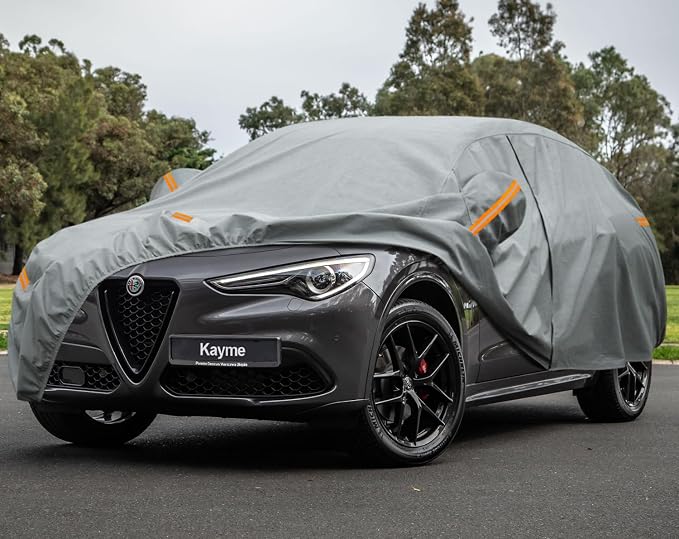 Kayme Heavy Duty SUV Car Cover Custom Fit Alfa Romeo Stelvio(2017-2025), Waterproof All Weather for Automobiles, Full Exterior Covers Sun Rain UV Protection.