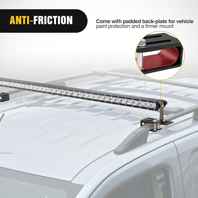 Nilight LED Light Bar Bracket Non-Slip Light Clip Mounting Brackets for SUV, Off-Road, Vehicles with Luggage Racks Black