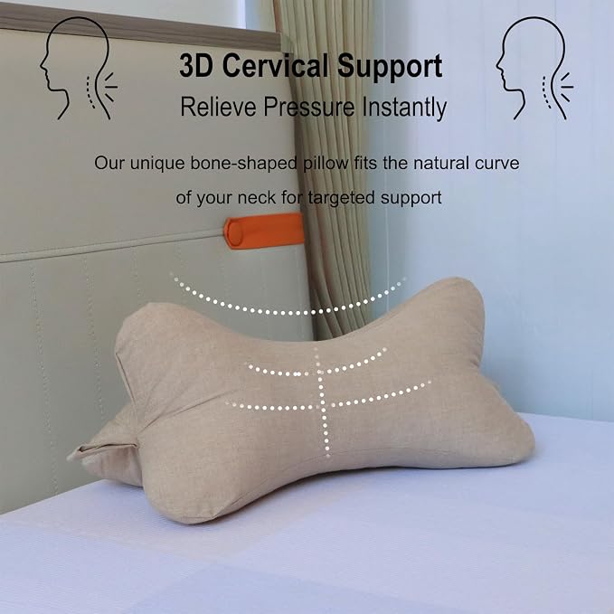 Neck & Cervical Pillows Dog Bone Shaped Travel Neck Pillows With Washable Removable Cover Have Loops On Either End For Car Bus Truck Driving Comfort Head Rest Support Neck Chiropractic Pillow ( Color