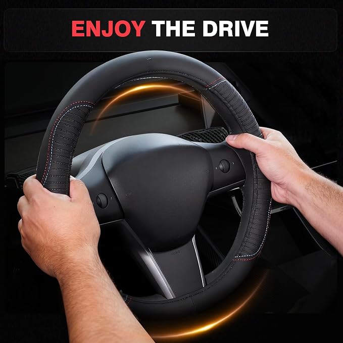 FLORICH Car Steering Wheel Cover, Microfiber Leather Steering Wheel Covers with Anti-Slip Lining, Breathable Elastic Car Steering Wheel Protector, Universal Standard Size 14-15 inch
