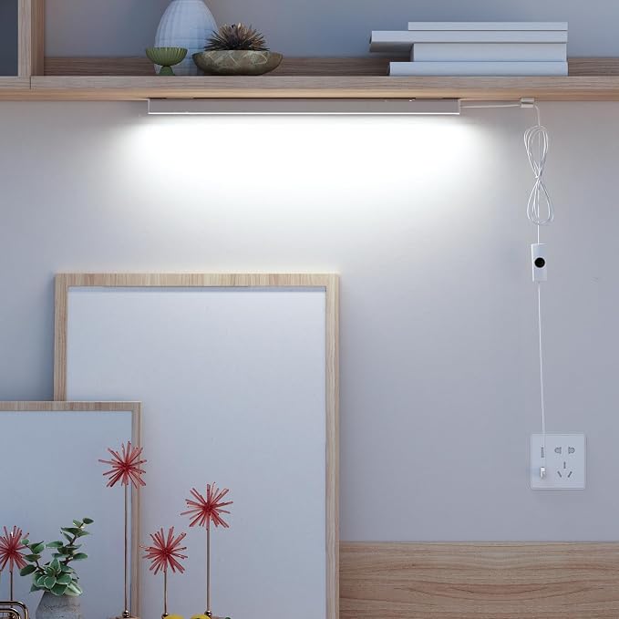 ASOKO Under Cabinet LED Lighting Dimmable 6000K Plug in Kitchen Lights | ASOKO Under Cabinet LED Light Strip, Dimmable 6000K Plug in Counter Lighting for Kitchen Desk Shelf Display Case