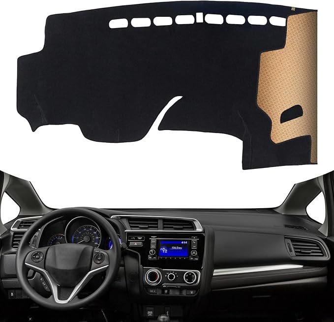 Dash Cover, Anti-Glare, Sun Protection, Dustproof, UV-Proof, Dashboard Covers, Interior Car Accessorie Fit for 2015 2016 2018 2019 2020 Ho-nda Fit, Black