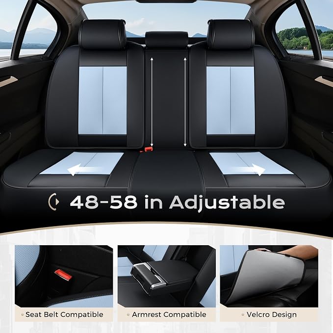 Coverado Car Seat Covers, Seat Covers for Cars, Waterproof Leather Auto Seat Protectors, Leather Car Seat Cushion, Car Interiors Accessories Universal Fit for Most Cars