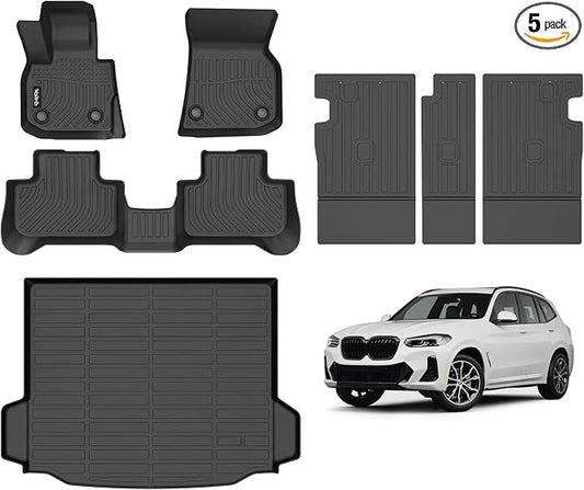 Floor Mats & Cargo Liner Backrest Mat for BMW X3 2018-2024, sDrive30i/xDrive30i/xDrive30e/M40i/M Base/M All Weather Liners Custom Fit Durable Accessories, TPE Material