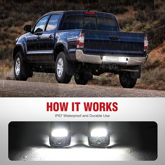 Nilight License Plate Lights Compatible with 2005 2006 2007 2008 2009 2010 2011 2012 2013 2014 2015 Toyota Tacoma 2000-2013 Tundra Black Housing 6000K White 2PCS Pack
