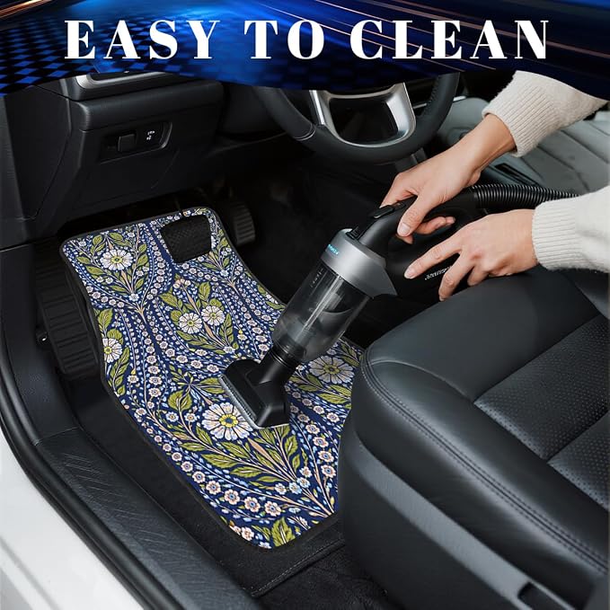Turkish Persian Orange Car Floor Mats Set of 4 Bohemian Floral Vine Automotive Foot Mats Rugs Carpet for Car Non-Slip Auto Car Accessories Universal Fit for Car SUV Truck Van