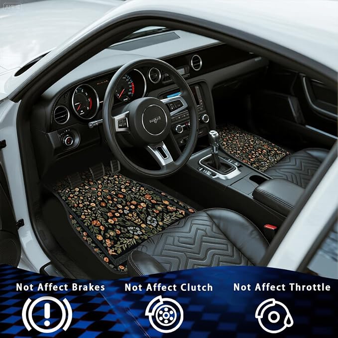 Nature Car Floor Mats Set of 4 Rustic Daisy Butterfly Wooden Automotive Foot Mats Rugs Carpet for Car Non-Slip Auto Car Accessories Universal Fit for Car SUV Truck Van