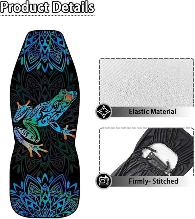 Boho Mandala Car Seat Covers for Front Seats Bohemian Tree Frog Decorative Car Seat Covers Front Set Driver Seat Cover for SUV,Vans,Sedans,Trucks