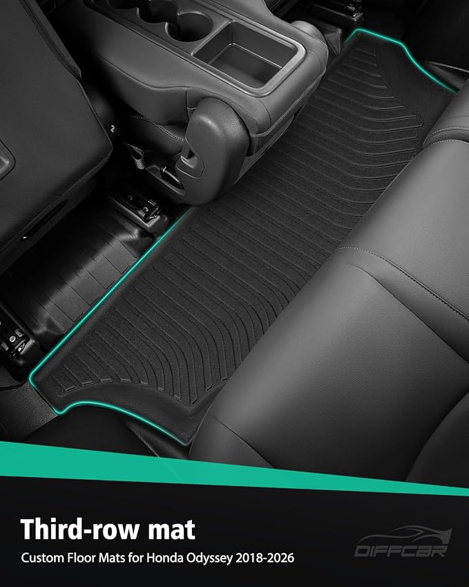 Car Floor Mats for Honda Odyssey: 2018-2026 Cargo Liner, Mini Passenger Van Accessories, All Weather 1st 2nd 3rd Row Rubber Floor Trunk Carpet for Odyssey 2018 2019 2020 2021 2022 2023 2024 2025 2026