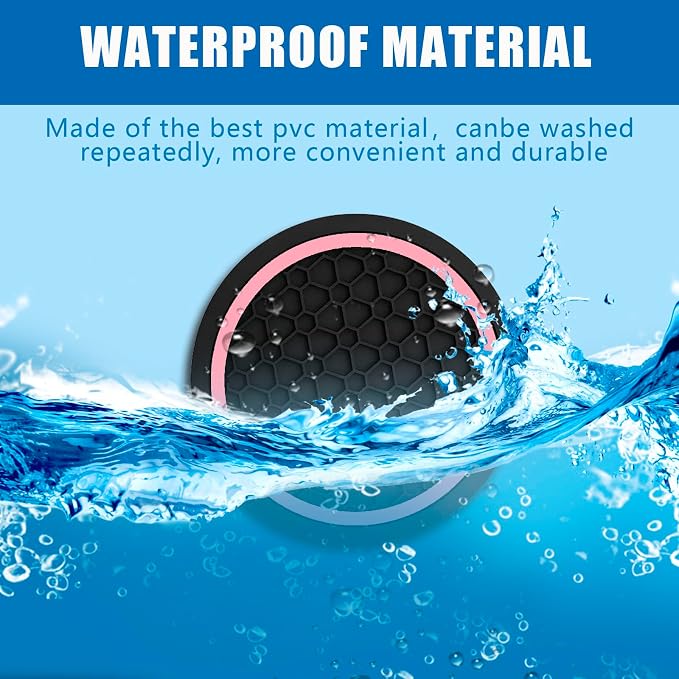 Car Cup Holder Coasters, Dustproof Automotive Interior Accessories Mat,2.75 Inch Non-Slip Insert Water Bottle Holder Pads, Universal for Vehicles, Trucks, RVs and More (Black/Pink, 2PCS)