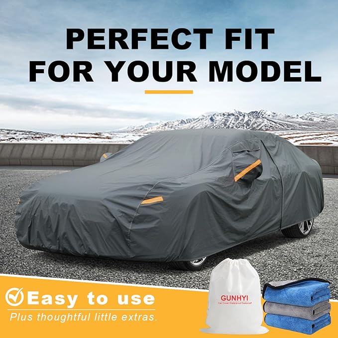 GUNHYI Premium Car Cover Custom Fit Infiniti G-Series G20(1991-2002), 16 Layers Heavy Duty Car Cover Waterproof All Weather with Zipper Door for Sun Rain Snow Dust Uv Protection