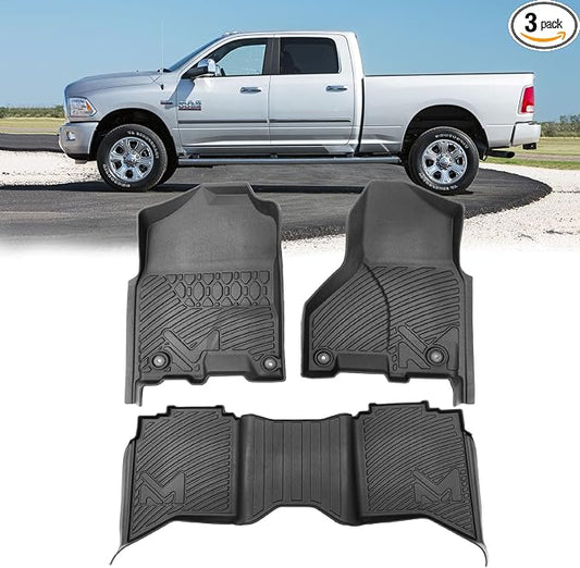Floor Mats for 2013-2018 Dodge Ram 1500/2500/ 3500 Crew Cab, TPE Automotive All Weather Cover Protection Waterproof Floor Liner Front & Rear Row Full Set Car Mats for 19-24 Ram 1500 Classic Crew Cab