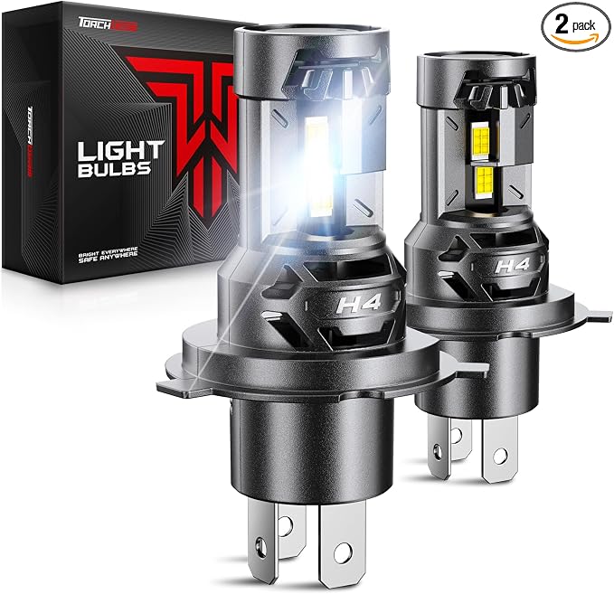 Torchbeam 9003/H4 65000LM LED Bulbs for Vehicle LED Bulbs, 6500K White, Efficient Heat-Managed, Plug & Play, Pack of 2