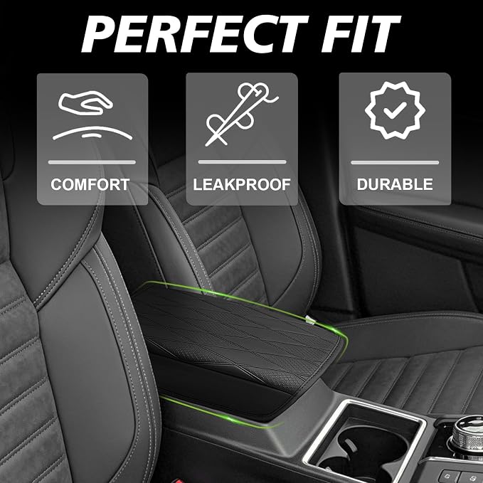 Muslogy Center Console Armrest Cover Compatible with 2025 2026 Mitsubishi Outlander & 2026 Nissan Rogue (Plug-in Hybrid) Accessories Armrest Pad Arm Rest Cushion Vegan Leather Regular Thick(PHEV Only)