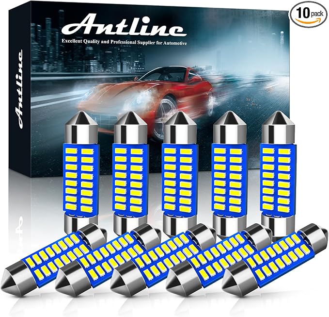 Antline 6418 6411 DE3425 C5W DE3423 36MM 1.42”LED Bulb White, Super Bright Canbus Error Free 12 Volt Replacements for Interior Dome Map Vanity Mirror Sun Visor Lights (Pack of 10)