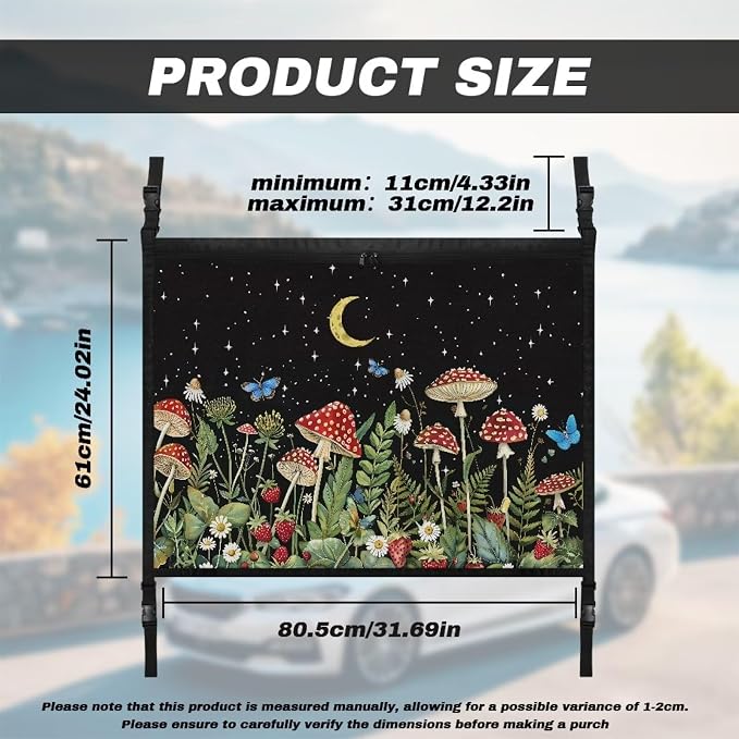 Dreaweet Mushroom Print Car Ceiling Cargo Net Pocket Storage Net,Car Roof Storage Organizer Double-Layer Cargo Net for SUV Truck Mini Van,Car Camping Essentials