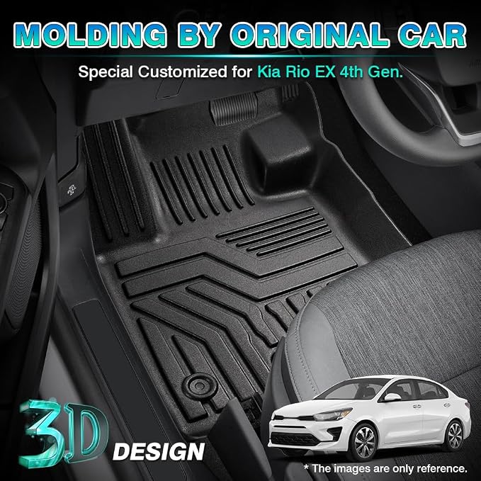 T TGBROS Floor Mats Custom Fit for 2018-2023 Kia Rio 5-Door Accessories 2 Rows Floor Liners Set All Weather Protection TPE Non-Slip Black