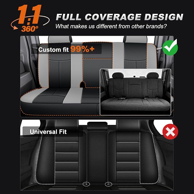 AOMSAZTO Car Seat Cover for Chevy Silverado/GMC Sierra 1500 (1999-2006) - Black/Light Gray Full Set Seat Covers