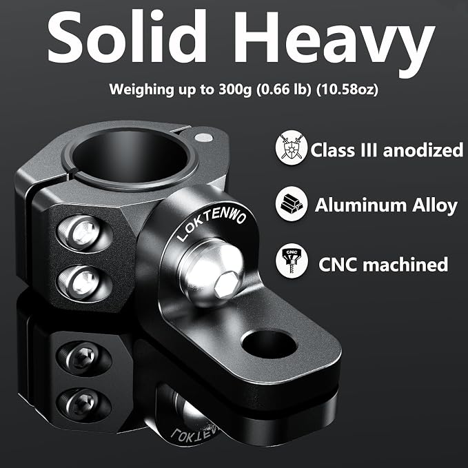 LOKTENWO 2PCS 360°Adjustable ATV Whip Light Mount, Heavy Duty CNC Light Bar Mounting Bracket for Motorcycle Golf Cart Universal 0.875''/1''/1.125''/1.26” Roll Cage