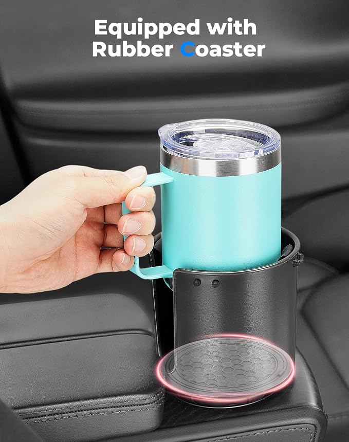 KEMIMOTO Cup Holder Expander for Car, Compatible with Hydro Flask 32/40oz, Yeti 24/30/36oz, Other Bottles in 18-40oz, Large Cup Holder Adapter Fits for Universal Vehicle, Silver Gray