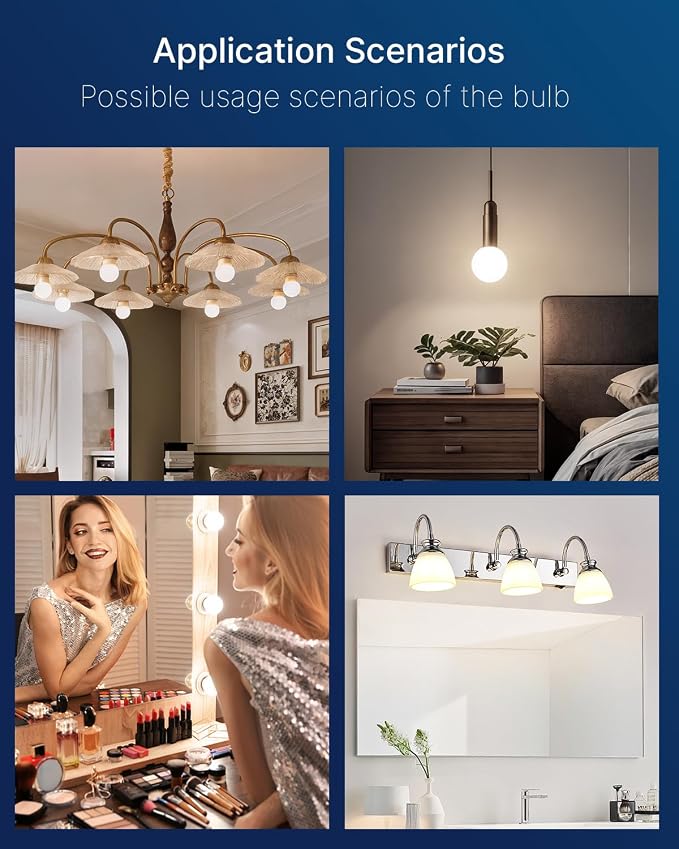 FLSNT G25 LED Globe Bulb, 60W Equivalent 550 Lumens, White Glass 5000K Daylight, Dimmable, E26 Base, CRI90+, for Bathroom Vanity & Mirror Lighting, UL Listed, 6 Pack