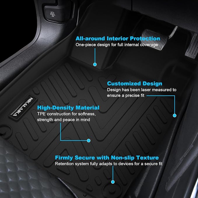 Floor Mats for Honda Pilot 2023 2024 2025 2026 All Weather Protection TPE Rubber Floor Liners for 2023-2026 Honda Pilot Accessories, Odorless Anti-Slip, 1st, 2nd & 3rd Row, Black