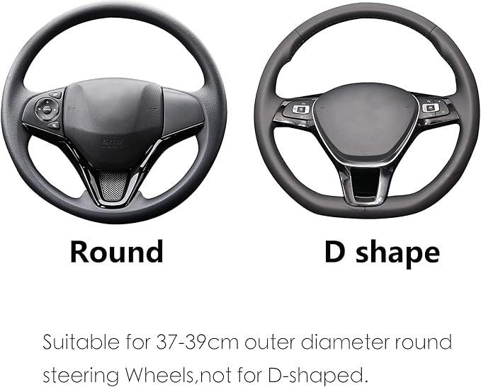ALEMODR Buff Leather Steering Wheel Cover Universal 15 inch