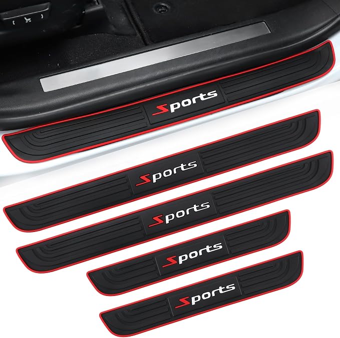 SINGARO Car Door Threshold Protection, 4PCS Door Edge Step Dust Shield Cover, Door Width 23.6x1.96inch Car/SUV Universal Rubber Scratch Resistant Exterior Accessories (Sport)