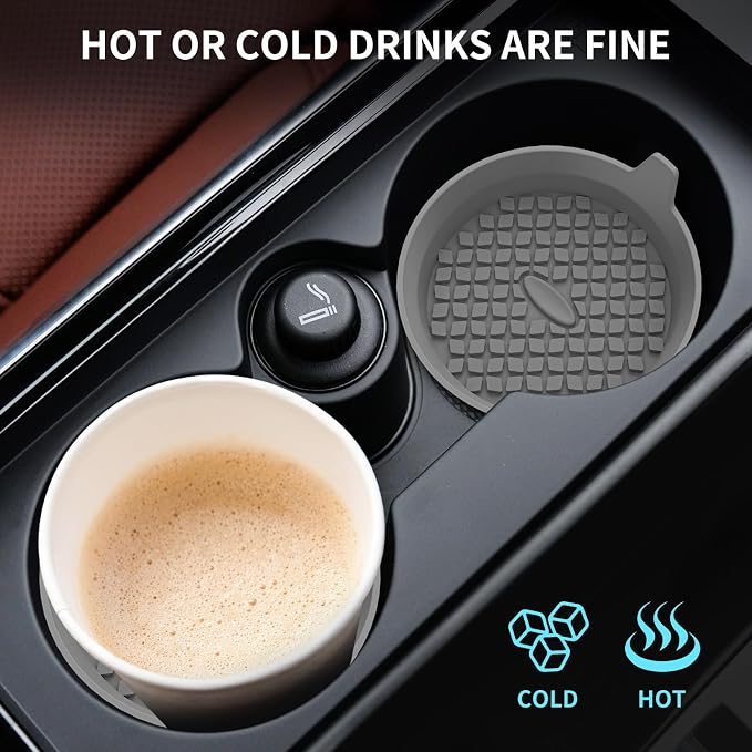 ME.FAN Car Cup Holder Coasters [4 Pack] Silicone Cups Mats, Automotive Universal Non-Slip Recessed Interior Accessories Dark Grey