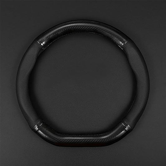 QODOLSI 1 Pack Car Breathable Steering Wheel Cover, Wear -Resistant Steering Wheel Sleeve, Carbon Fiber Non-Slip Steering Wheel Protector, Four Seasons Universal Steering Wheel Set (Black #D -Shaped)
