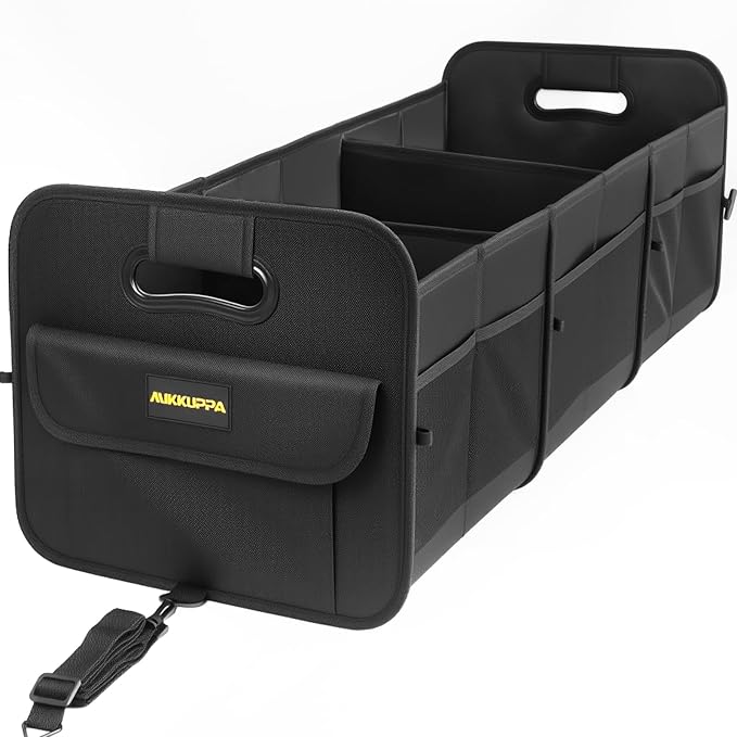 MIKKUPPA Car Trunk Organizer - 105L Collapsible Large Trunk Organizer with Reinforced Handles for Groceries, Trunk Storage Organizers for SUV Auto Truck Van with Non Slip Bottom (Black)