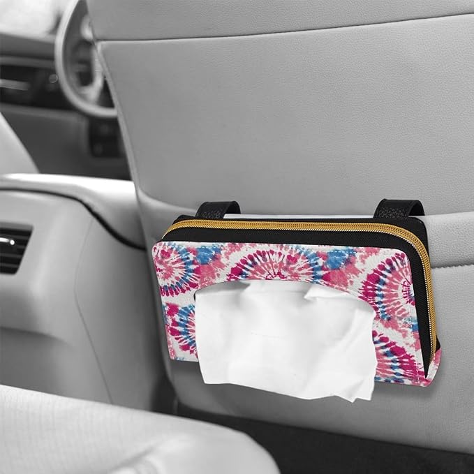 Visor Automotive Tissue Holder Tie Dye Pattern Car Sun Visor Tissue Box for Back Seat Car Interior Accessories