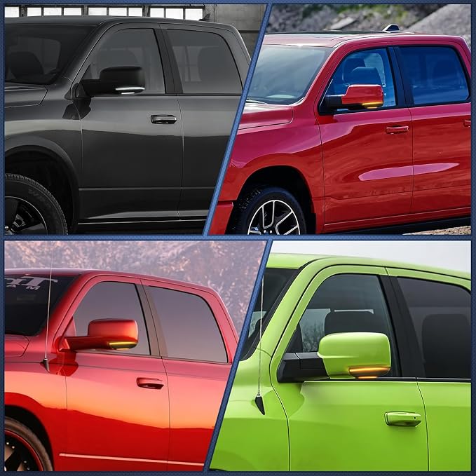 Nilight Side Mirror Marker Light Switchback Amber Turn Signals White Puddle Lights Smoked Lens Plug and Play Compatible With 2009-2018 Ram 1500 2500 3500 2009-2022 Classic