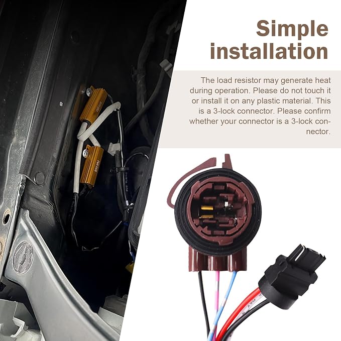 SLIMI 2 PCS Car 3157 Brake Light Resistor Decoders, 50W 6 Ohm LED Resistor Load Harness Decoders, Turn Signal Error Decoding Harness, for T20/3157/4157 Light Bulb (Multicolored)