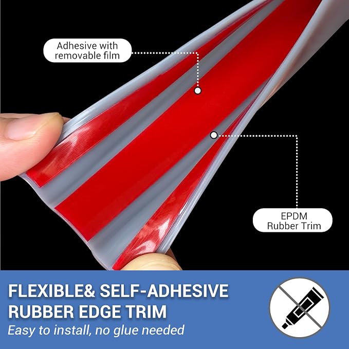 Rubber Edge Trim, Flexible Self Adhesive U Shaped Peel and Stick Edge Banding, 1-3/8"(35mm) U Channel Protector for Door Sides, Edge Guards for Woods, Furniture, 20Ft, Grey Color