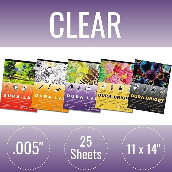 Grafix Dura-Lar 0.005" Film, Ultra Clear, Glossy 11"x14" Sheet, Mylar/Acetate Alternative for, Blank Stencils and Templates, Protection, Transparencies, Windows, Arts and Crafts, Pad of 25 Sheets
