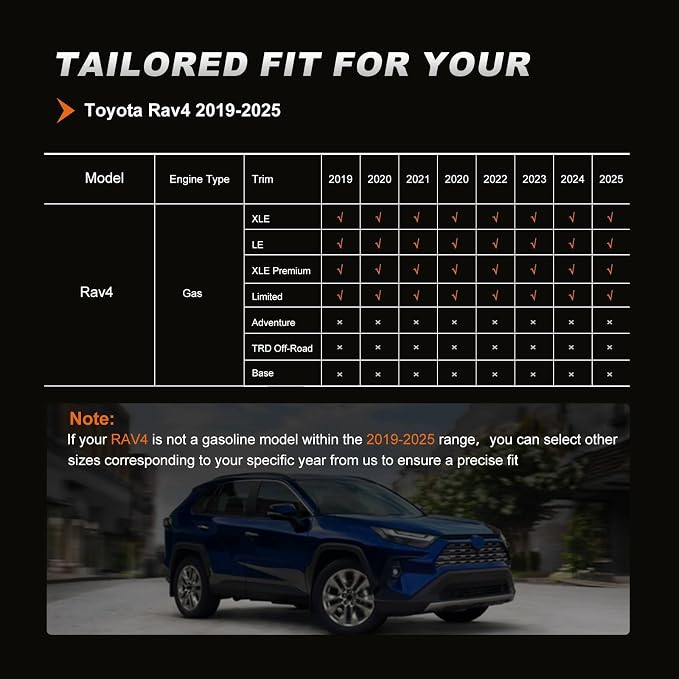 AOMSAZTO Custom Fit Seat Covers for Toyota RAV4 2019 2020 2021 2022 2023 2024 2025 LE XLE XLE Premium Limited, Custom Fit Full Set Faux Leather Black