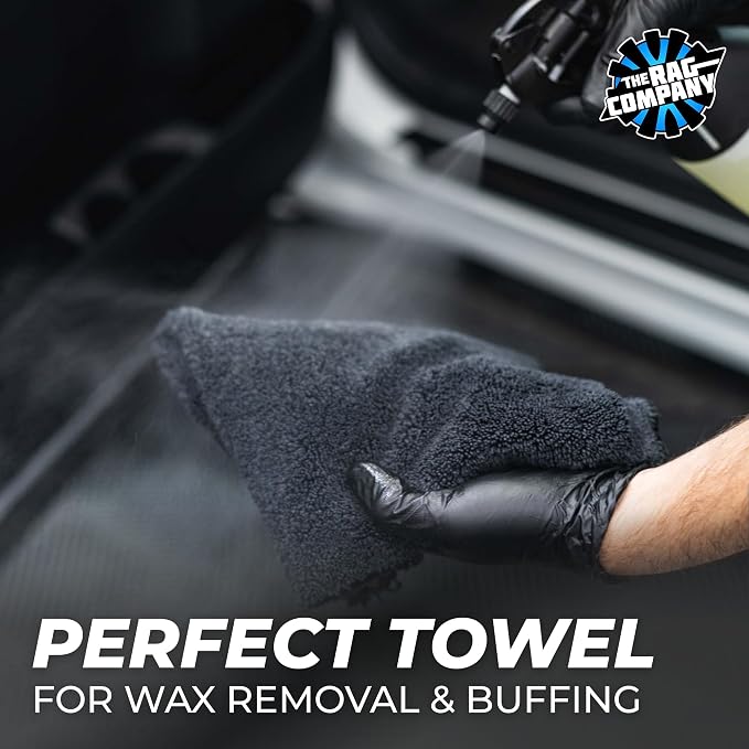 The Rag Company - Creature Edgeless Auto Detailing Towels (10-Pack) Professional 70/30 Blend, Dual-Pile Plush Microfiber, Buffing & Polishing, 420gsm, 16in x 16in, Black