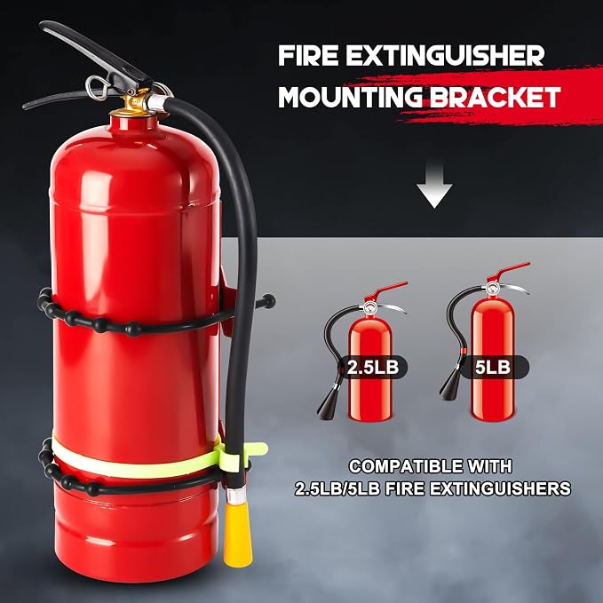 RattanView 4 Pcs Fire Extinguisher Mount Bracket Adjustable, Supports up to 2.5 and 5lb, Heavy-Duty and Easy Installation, Ideal for Home, Truck, RV, Boat, Commercial Use, Secure and Durable Holder