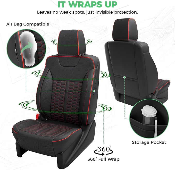 Custom Seat Covers for 2014-2018 Silverado/Sierra 1500 Crew Cab | Fits 2500/3500HD 2015-2019, Jump Seat Cover(armrest storage only), Faux leather, Waterproof, Scratch-resistant, Easy-clean