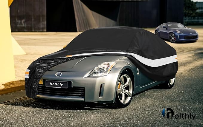 10 Layers Car Cover Custom Fit for Nissan 350Z 370Z Z (2002-2026), Waterproof All Weather for Automobiles, Outdoor Full Cover Sun Dust Rain Protection with Cotton. Black