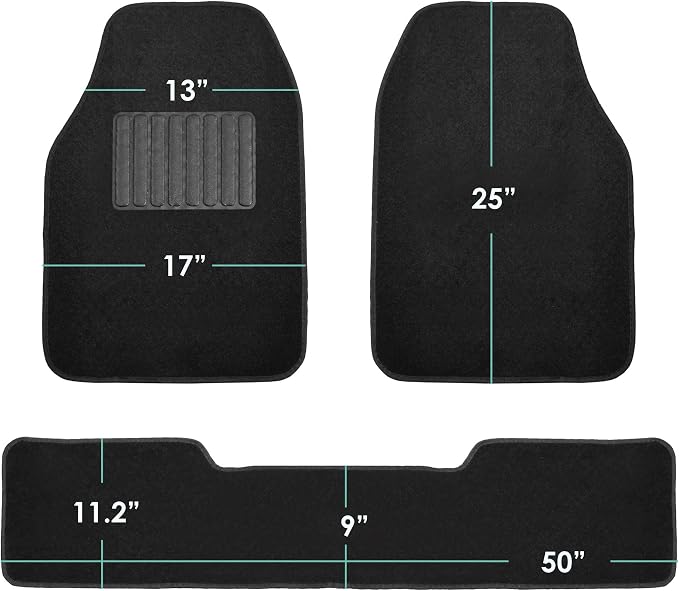 FH Group Automotive Floor Mats - Carpet Floor Mats for Cars, Universal Fit Full Set, All Purpose Car Floor Mats, Carpet Protector Mat for Most Sedan, SUV, Truck Floor Mats Black