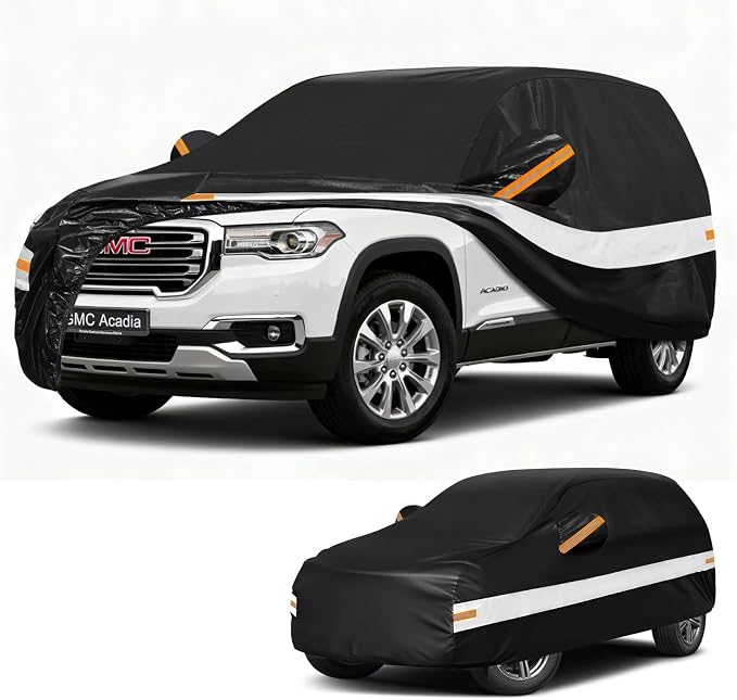 10 Layers SUV Car Cover Custom Fit for GMC Acadia (2007-2026), Waterproof All Weather for Automobiles, Outdoor Full Cover Sun Dust Rain Protection with Cotton. Black