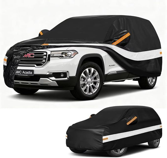 10 Layers SUV Car Cover Custom Fit for GMC Acadia (2007-2026), Waterproof All Weather for Automobiles, Outdoor Full Cover Sun Dust Rain Protection with Cotton. Black