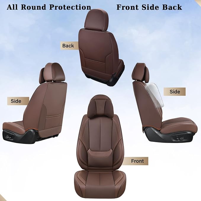 Coverado Car Seat Covers, Seat Covers for Cars, Waterproof Leather Auto Seat Protectors, Leather Car Seat Cushion, Car Interiors Accessories Universal Fit for Most Cars