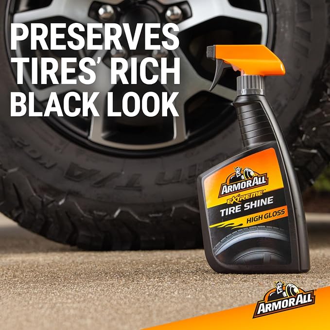 Armor All Tire Shine Spray, Even Shine, Minimal Overspray, 2 Count | No-wipe formula for clean, dry tires; apply after cleaner and let dry for 5 mins and elevate your car cleaning supplies
