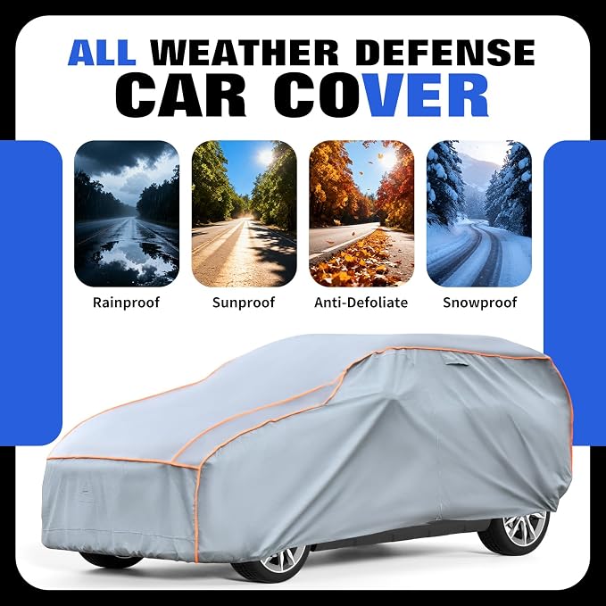 Heavy Duty Hail Protector Car Cover Fit for SUV-Length (190 Inch).Anti Hail Thickened Multi-Layered EVA Car Cover Waterproof Sun UV Rain Snow All Weather, Outdoor Protection Cover
